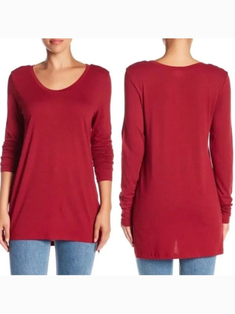 NEW NWT ABOUND NORDSTROM Everyday Scoop Neck Long Sleeve T-Shirt Burgundy Red